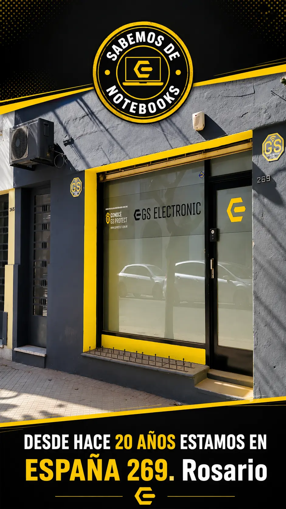 Frente del local de GS Electronic en España 269, Rosario